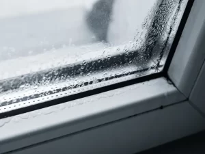 defective window with condensation