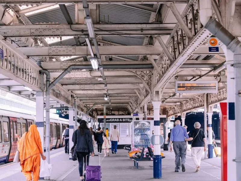 Passengers on the platform at Barking station, east London